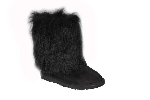 YAZKIŞ Kadın Taba Siyah Tüylü İçi Yünlü Ak Bot - Resim 5