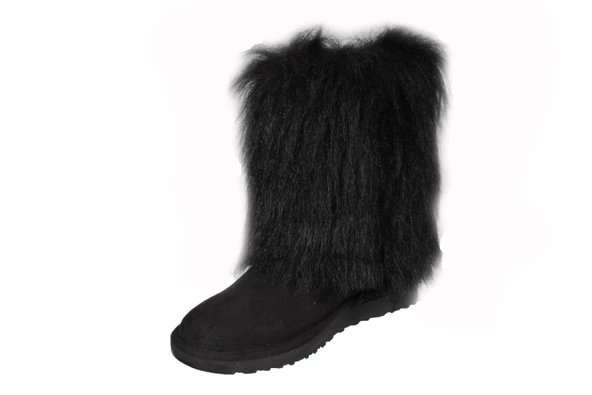 YAZKIŞ Kadın Taba Siyah Tüylü İçi Yünlü Ak Bot - Resim 8