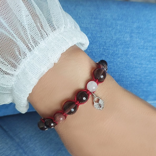 Vaoov 925 Ayar Gümüş Doğal Taşlı Cinsel Cazibe Tılsımı Bileklik - Resim 8