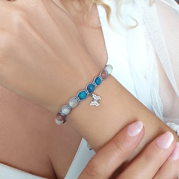 Vaoov 925 Ayar Gümüş Doğal Taşlı Zayıflatan Bileklik - Resim 6