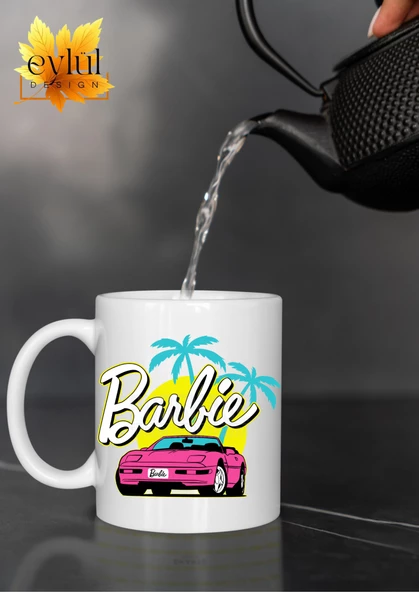 Barbie Temalı Barbie's Car Özel Tasarım Baskılı Kupa Bardak Çay Kahve Bardağı