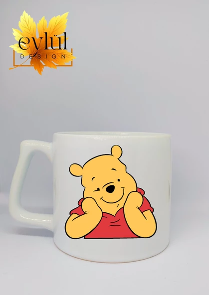 Winnie the Pooh Temalı Özel Tasarım Baskılı Lüks Seramik Kupa Bardak Çay-kahve Bardağı