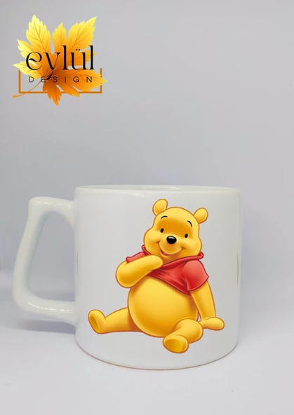 Winnie the Pooh Temalı Özel Tasarım Baskılı Lüks Seramik Kupa Bardak Çay-kahve Bardağı