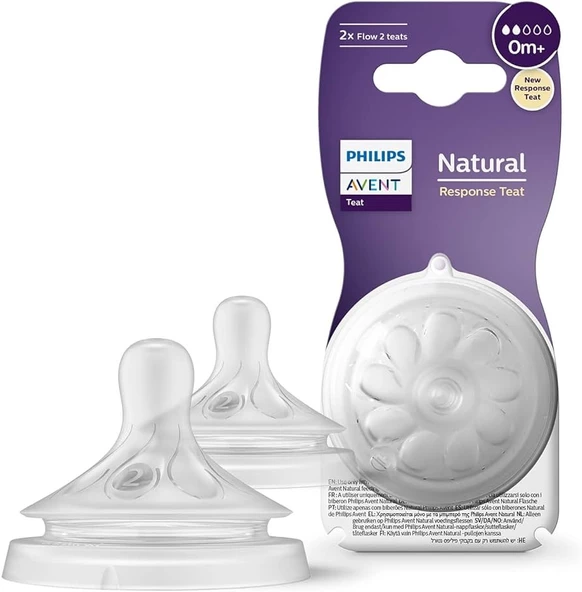 Philips Avent Natural Response 2'Li Biberon Emziği, 2 Numara, 0 Ay+ -Scy962/02