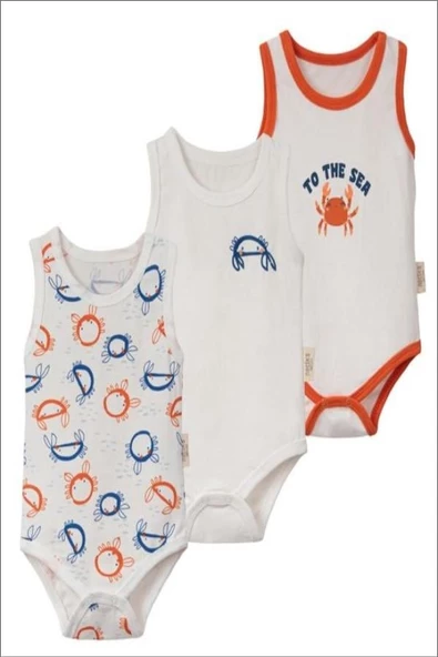 Necix's Elista Erkek Bebek Kolsuz 3'lü Body