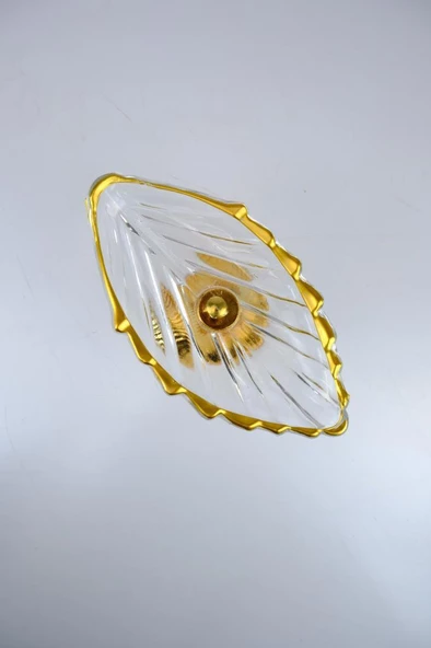 Digithome Leaf Ayaklı Oval Cam Servis Sunumluk Kurabiyelik Gold Yaldızlı 20 Cm – 11111AYK C320.045 - 5