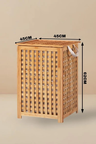 Digithome Bambu Kirli Çamaşır Sepeti Dikdörtgen Kahverengi – H/5 C1-1-289 - 4