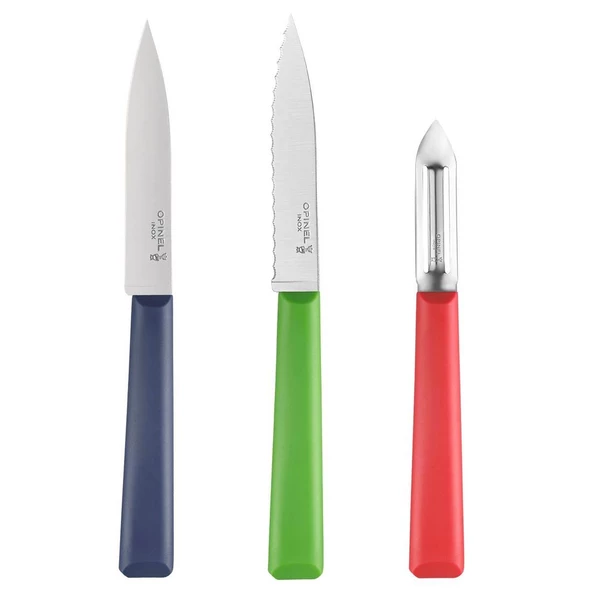 Opinel OP-002359 Essentiels 3'lü Günlük Mutfak Seti,Çok Renkli