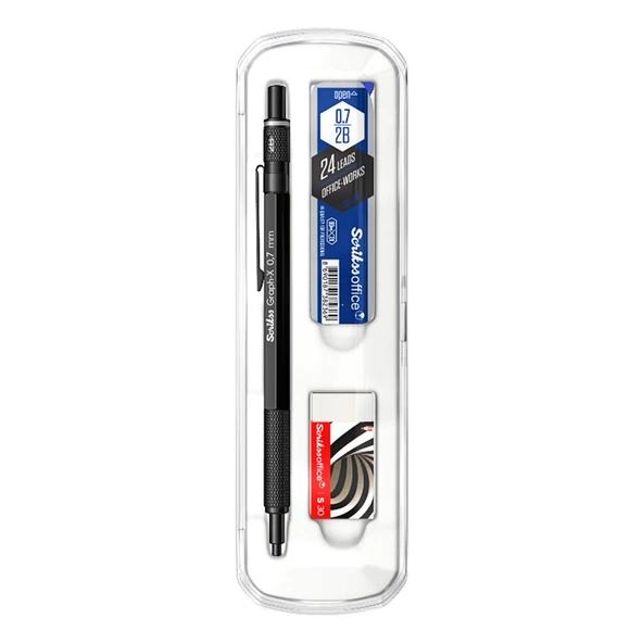 Scrikss Graph-X Versatil Uçlu Kalem Uç+Silgi 3 lü Okul Seti Kristal Kutu 0.7 - 6