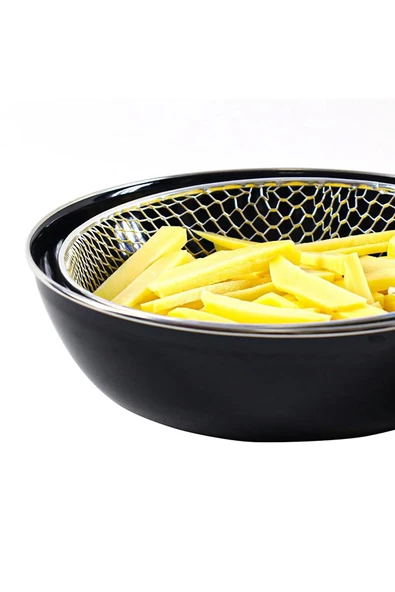 Nishev Emaye Lüks Fritöz Kızartma Tavası Telli 26 cm - Siyah - 3
