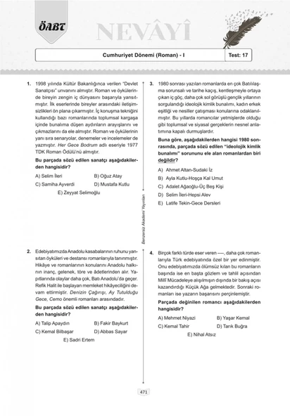2024 ÖABT Nevayi Türk Dili ve Edebiyatı Öğretmenliği Çözümlü Soru Bankası Benzersiz Akademi Yayınları - 3