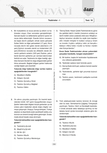 2024 ÖABT Nevayi Türk Dili ve Edebiyatı Öğretmenliği Çözümlü Soru Bankası Benzersiz Akademi Yayınları - 5
