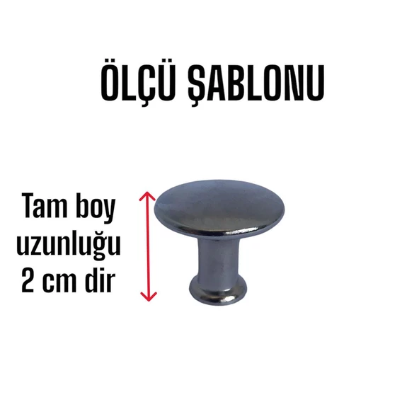 Düz Düğme Krom Kulp Mobilya Çekmece Dolap Kapak Kulbu Metal Kulp Aksesuarları Vidalı (8 Adet) - 3