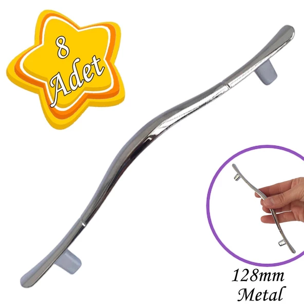 Ördek kulp Krom 128 mm Kulp Mobilya Mutfak Dolabı Çekmece Dolap Kapak Kulpu Kulbu Metal Kulp(8 Adet) ürün görseli 1