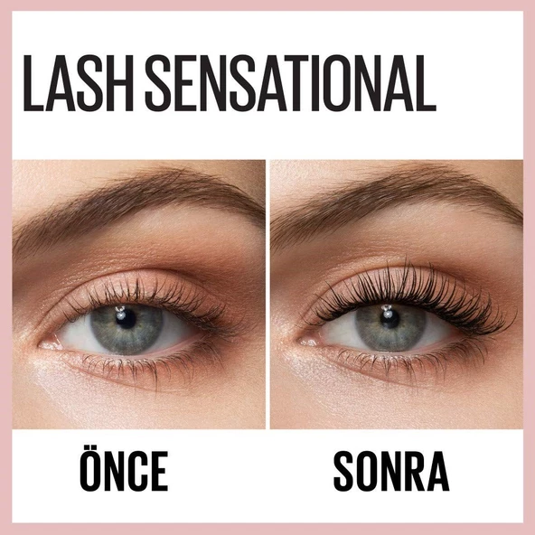 Maybelline New York Lash Sensational Yelpaze Etkili Suya Dayanıklı Siyah Maskara, 9.4 ml - 9