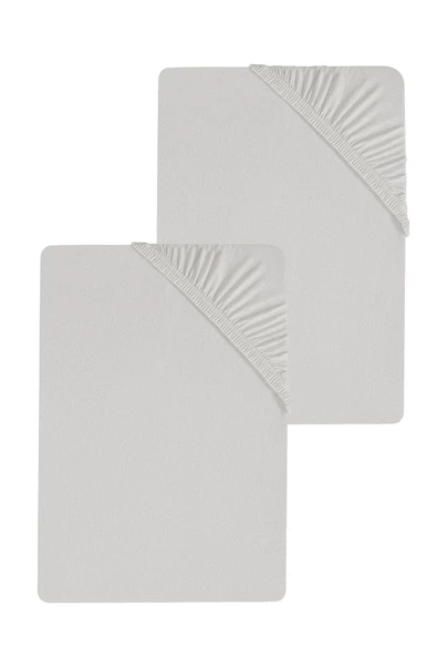 2 Adet Düz Pamuklu Tek Kişilik 80 x 200 x 30 cm Lastikli Penye Çarşaf - 3