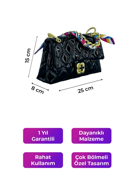 Kriste Bell  Kadın Omuz Çantası Rugan Siyah 26482 - 2