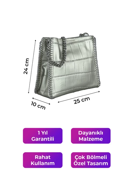 Kriste Bell Çapraz Askılı Kadın Çanta Gümüş 26553 - 2