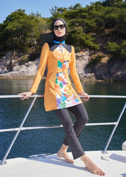 Kapalı Mayo Tek Üst - Turuncu Spor - Resim 3