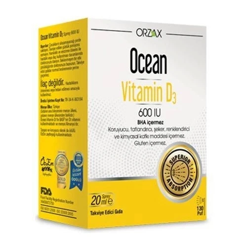 Orzax Ocean Vitamin D3 600 IU Sprey 20ml