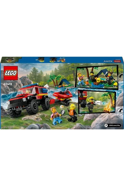 LEGO City 60412 4x4 Kurtarma Botlu İtfaiye Kamyonu (301 Parça)