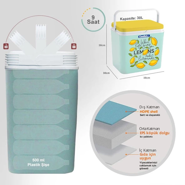 Coolist CLB30LM 30 Litre Limon Desenli Buzluk + 3 Adet 400gr. Buz Kaseti - 10