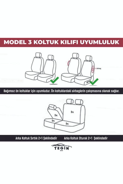 Vira Serisi Ticari Araba Koltuk Kılıfı Seti Hava Yastığına Uygun Siyah Siyah 2 1 Ticari - 4