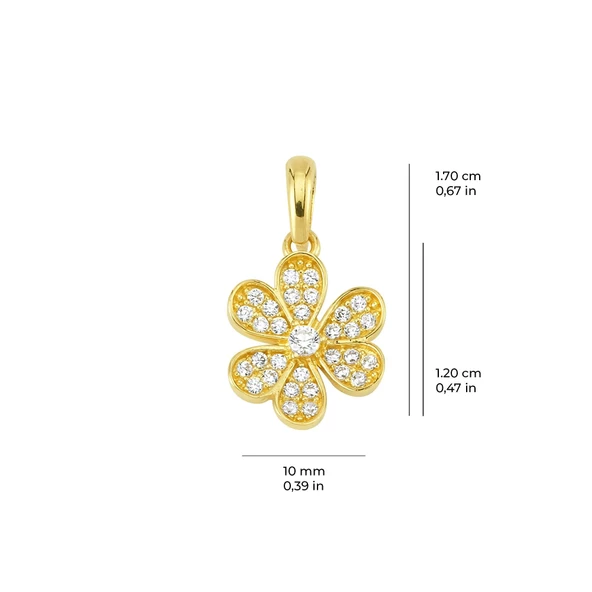14 Ayar Taşlı Papatya Altın Kolye Ucu 1,02 gr - Resim 2