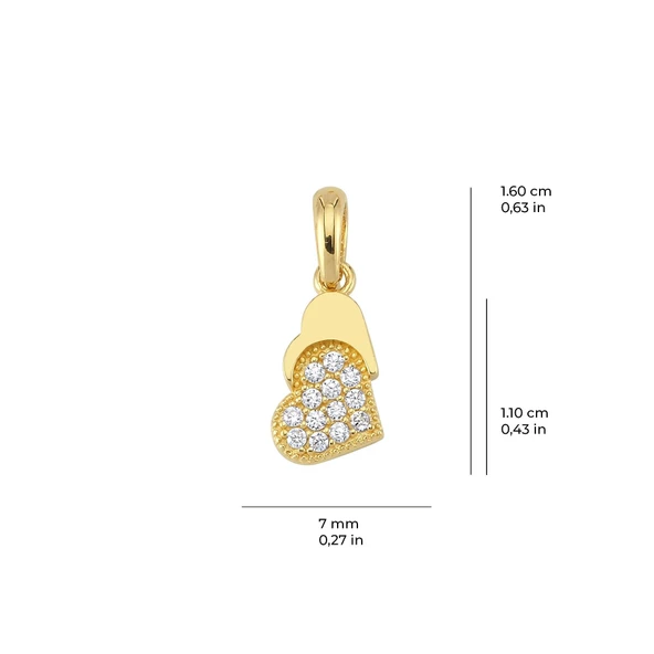 14 Ayar Kalp Taşlı Altın Kolye Ucu 0,66 gr - Resim 2