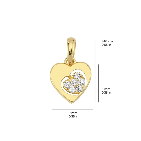 14 Ayar Kalp Taşlı Altın Kolye Ucu 0,77 gr - Resim 2
