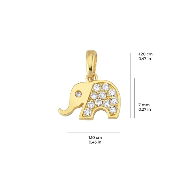 14 Ayar Fil Taşlı Altın Kolye Ucu 1,06 gr - Resim 2