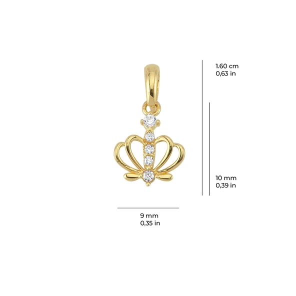 14 Ayar Taç Taşlı Altın Kolye Ucu 0,56 gr - 2