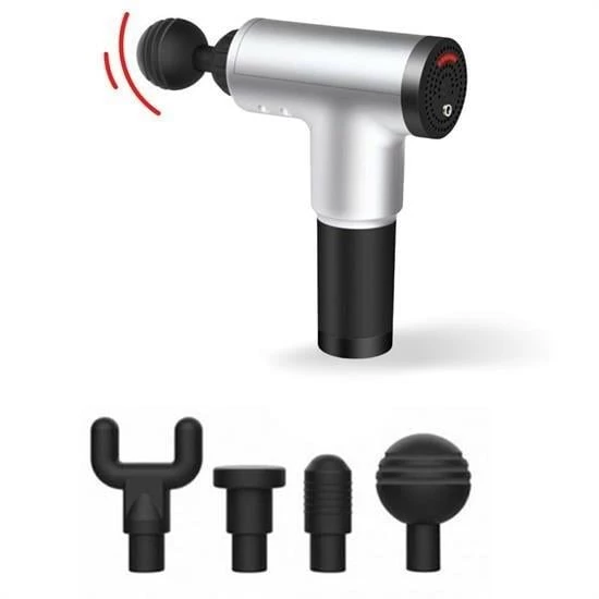 BUFFER® 4 Başlıklı 6 Seviye Hız Ayarlı Vurmalı Kas Yoğurmalı Titreşimli Masaj Tabancası Aleti - 4