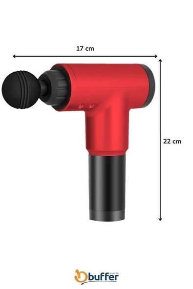 BUFFER® 4 Başlıklı 6 Seviye Hız Ayarlı Vurmalı Kas Yoğurmalı Titreşimli Masaj Tabancası Aleti - 8