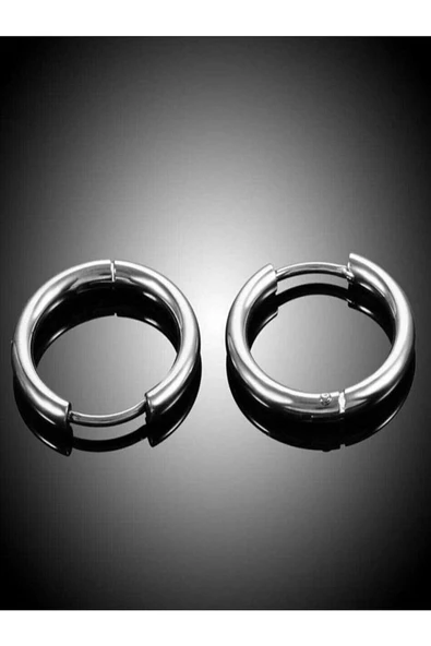 316l Paslanmaz Kararmaz Cerrahi Çelik 8mm Unisex Halka Küpe (GÜMÜŞ RENK) - 3