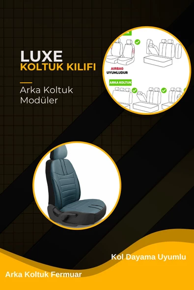 Luxe Deri Modüler Koltuk Kılıfı Takımı Buz Mavisi - 4