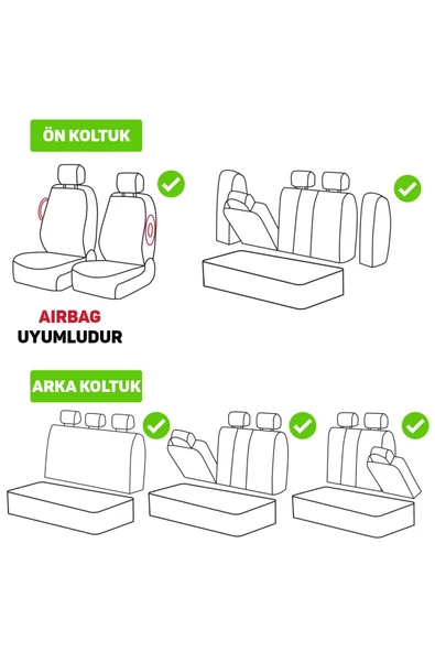 Luxe Deri Modüler Koltuk Kılıfı Takımı Siyah Mavi - 5