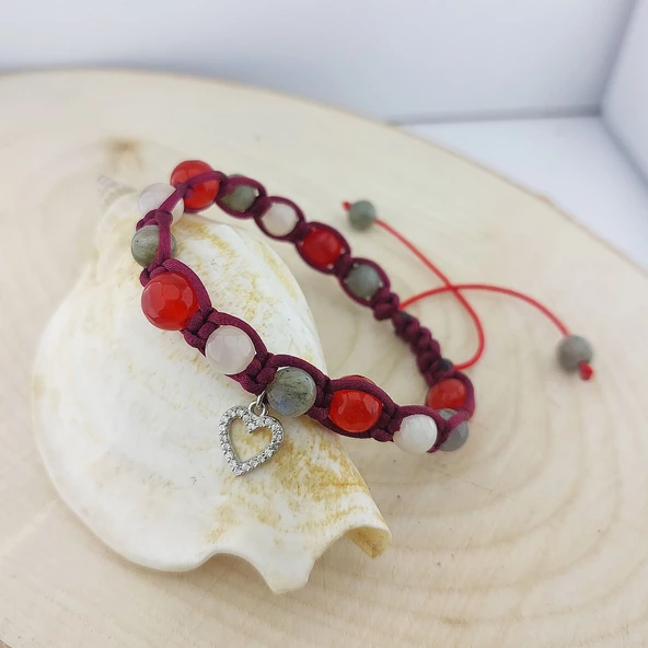 Vaoov 925 Ayar Gümüş Doğal Taşlı Dişil Enerji Bilekliği - Resim 4