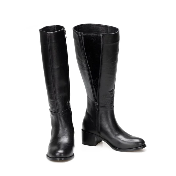 TwoEgoist Kadın Hakiki Deri 5cm Topuklu Klasik Çizme - Resim 6