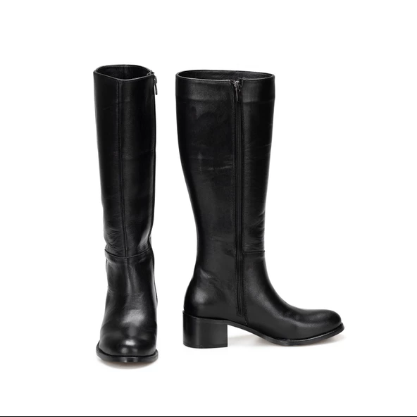 TwoEgoist Kadın Hakiki Deri 5cm Topuklu Klasik Çizme - Resim 10