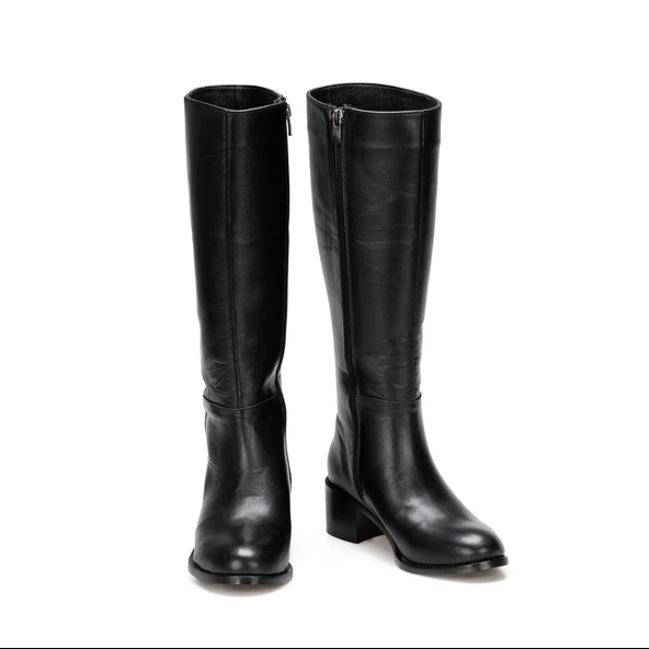 TwoEgoist Kadın Hakiki Deri 5cm Topuklu Klasik Çizme - Resim 9