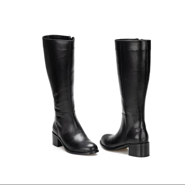TwoEgoist Kadın Hakiki Deri 5cm Topuklu Klasik Çizme - Resim 5