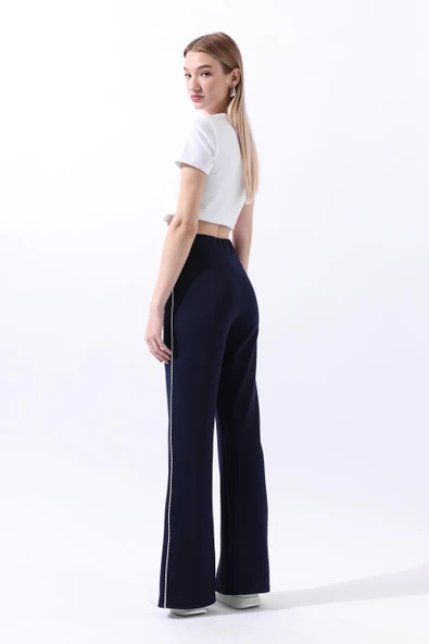 Paçası Yırtmaçlı Pantolon Lacivert 36257 - 5