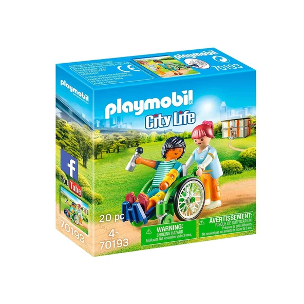 Playmobil City Life 70193 Tekerlekli Sandalyedeki Hasta, Yaşlar 4 ve Üzeri