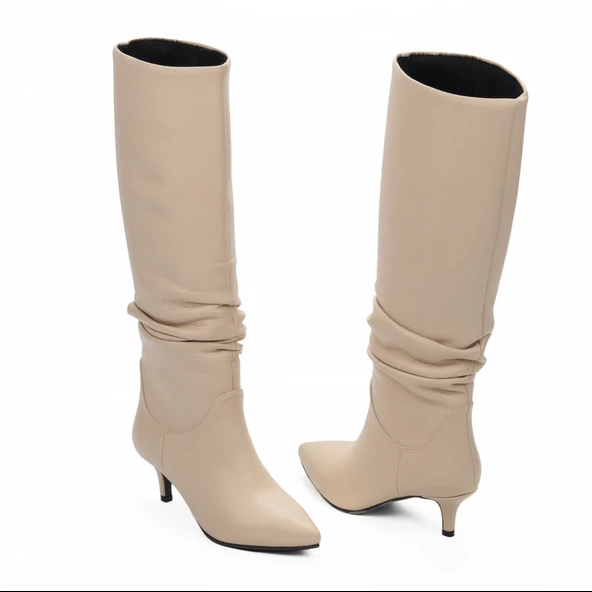 Kadın Kısa Topuklu Sivri Burunlu Körüklü Çizme - Resim 6