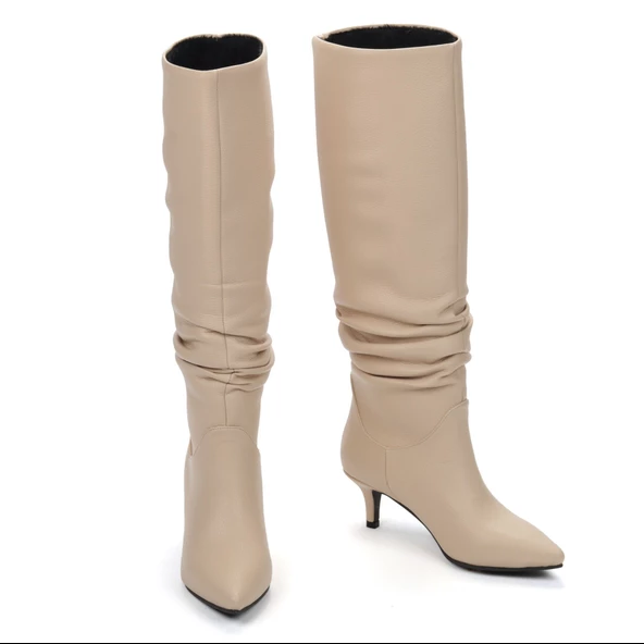 Kadın Kısa Topuklu Sivri Burunlu Körüklü Çizme - Resim 7