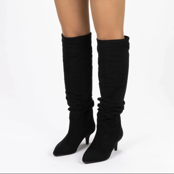 Kadın Kısa Topuklu Sivri Burunlu Körüklü Çizme - Resim 12