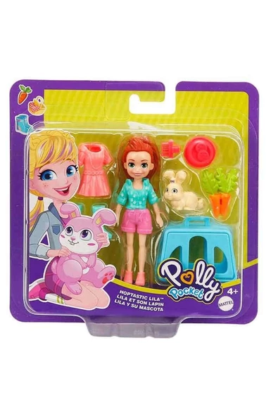 Polly Pocket ve Hayvan Dostu Oyun Seti, Hoptastic Lila Bebek, Hayvanı ve Aksesuarları GDM11 - 2