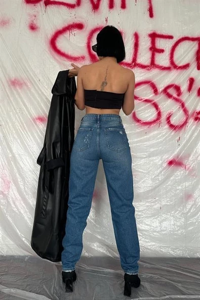Lazer Kesim Jeans Pantolon - 3