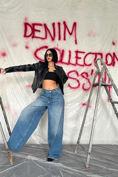 Geniş Paça Jeans Pantolon